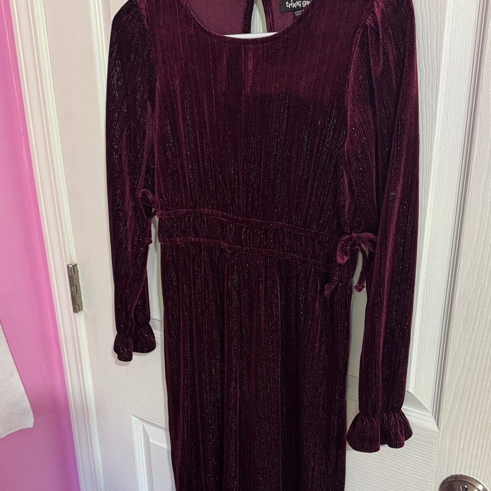 Burgundy Velvet Long Sleeve Pant Romper